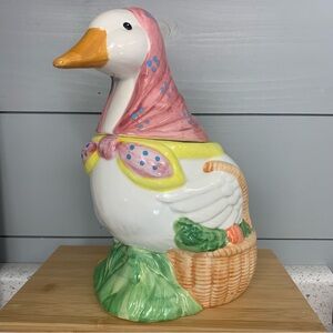 Vintage Mother Goose with Basket Ceramic Kitchen Jar